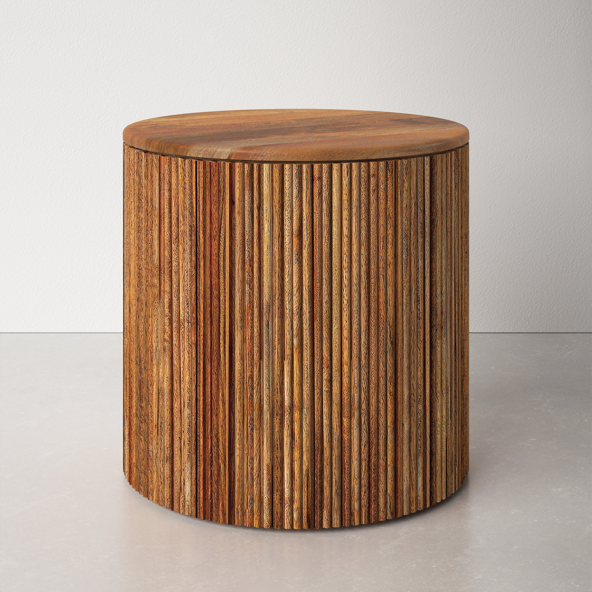 AllModern Bard 20.5'' Tall Solid Wood Drum End Table Wayfair