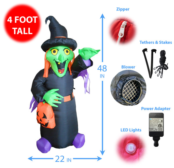 The Holiday Aisle® Halloween Inflatable Freestanding Witch & Reviews ...