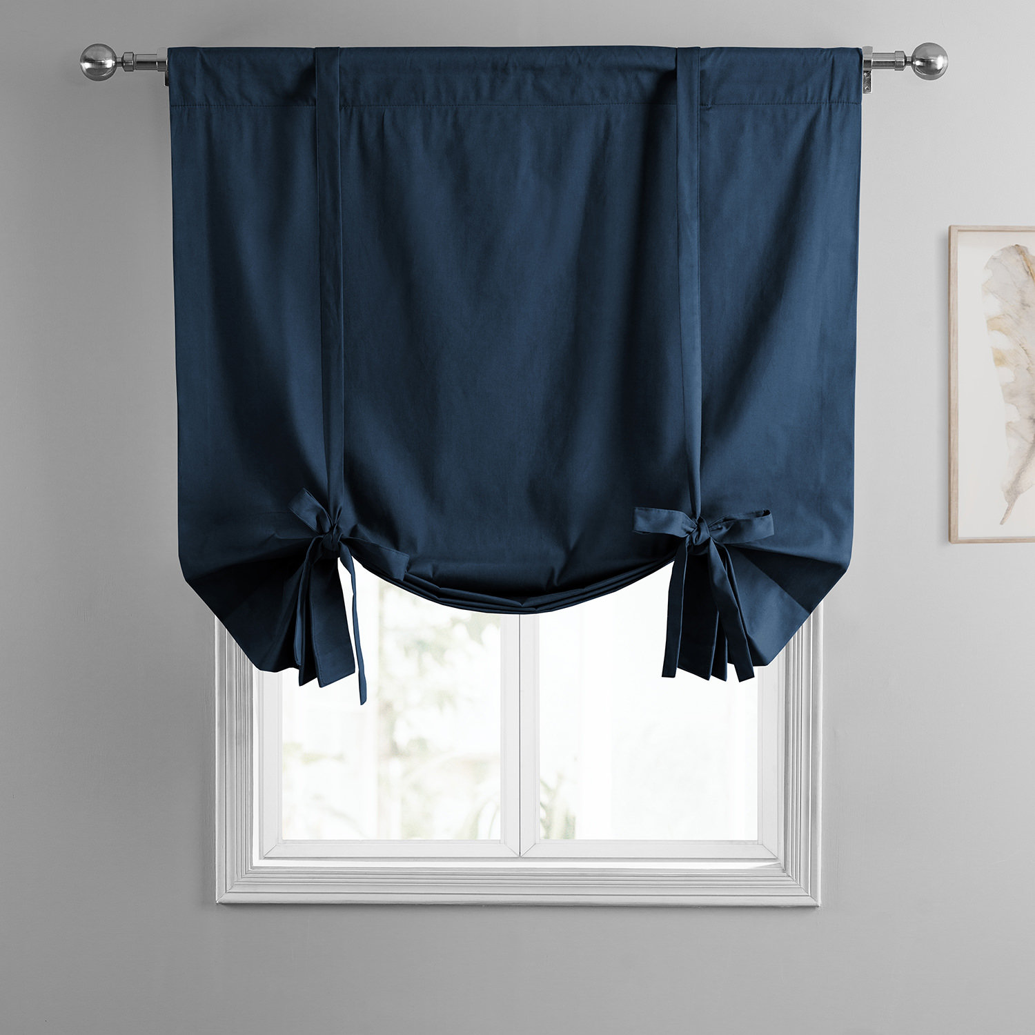 Ebern Designs Solid Cotton Room Darkening TieUp Window Shade Wayfair