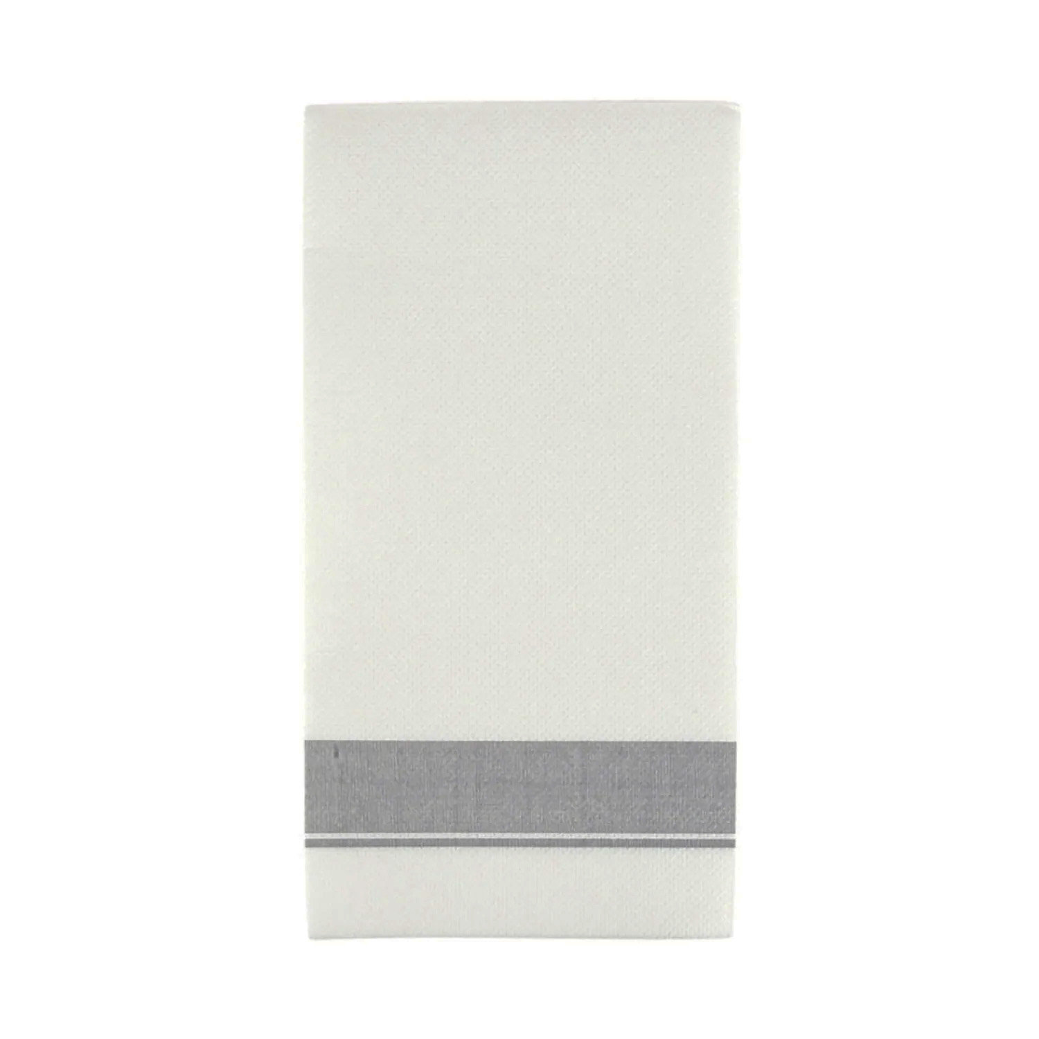 Nicole Fantini Collection Clothlike Dinner Napkins Silver Borderset