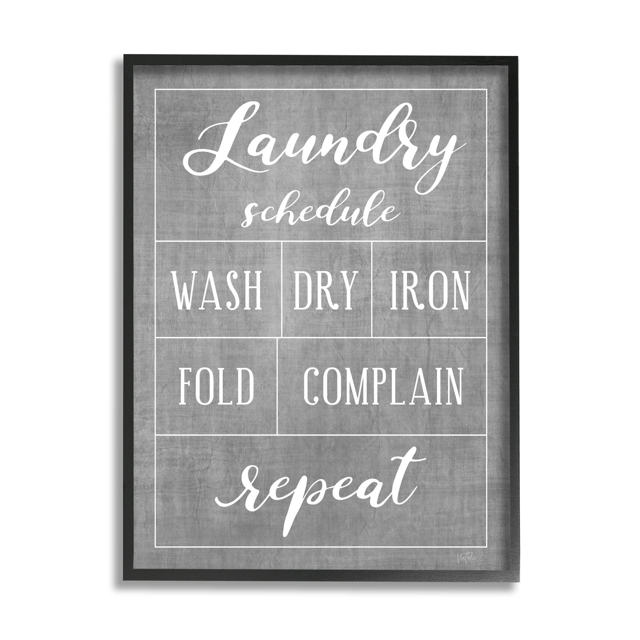 Stupell Industries Laundry Schedule Humor Sign by Graphic Art on Wood