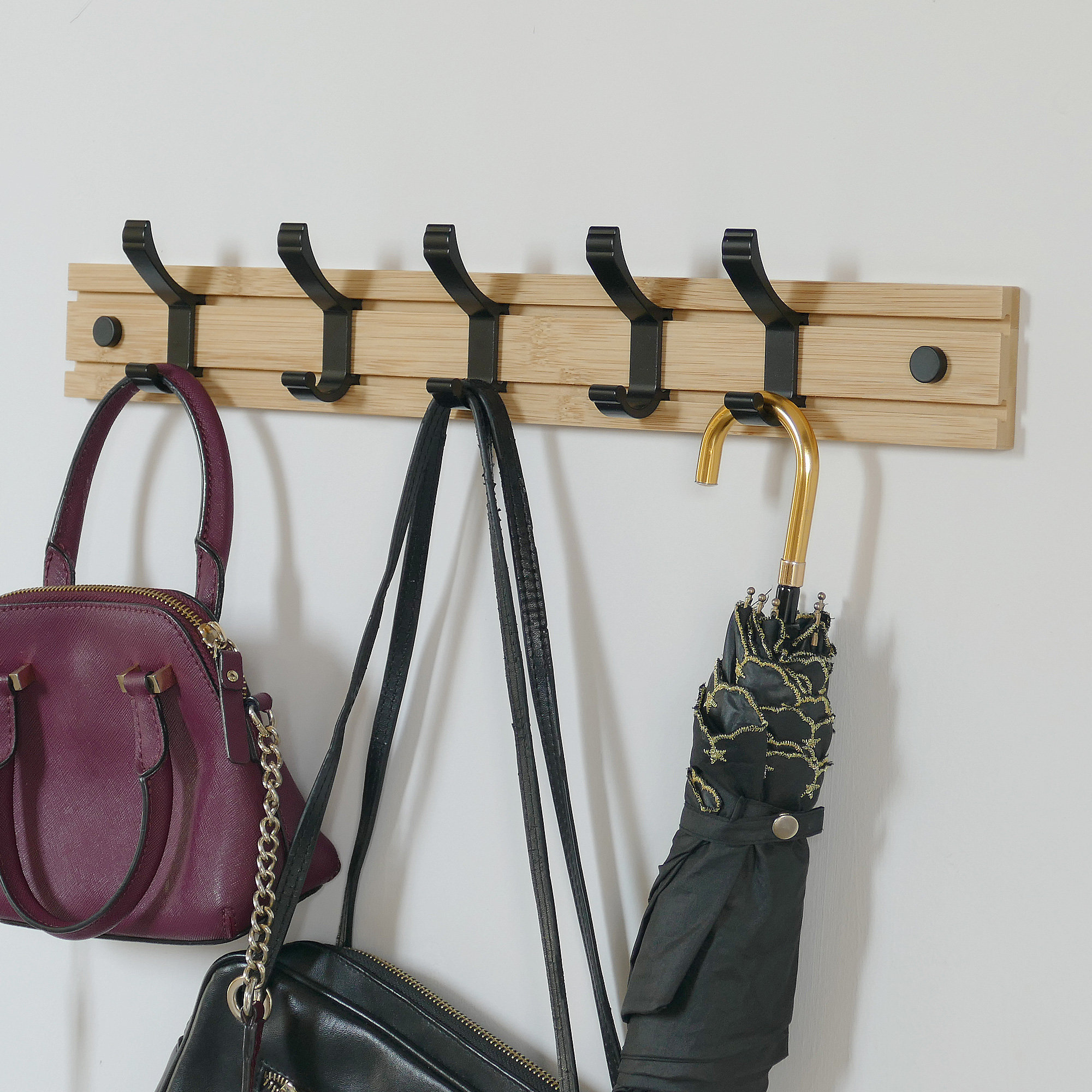 Gracie Oaks Muspell 19.69'' Wide Solid Wood 5 Hook Wall Mounted Coat