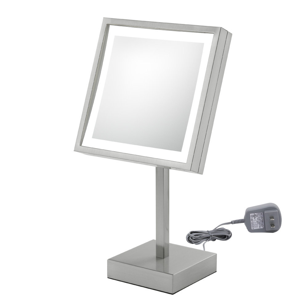 Aptations Single Sided Square Free Standing 3x Magnification LED Mirror