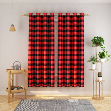 Christmas Red Black Check Plaid curtain valance 