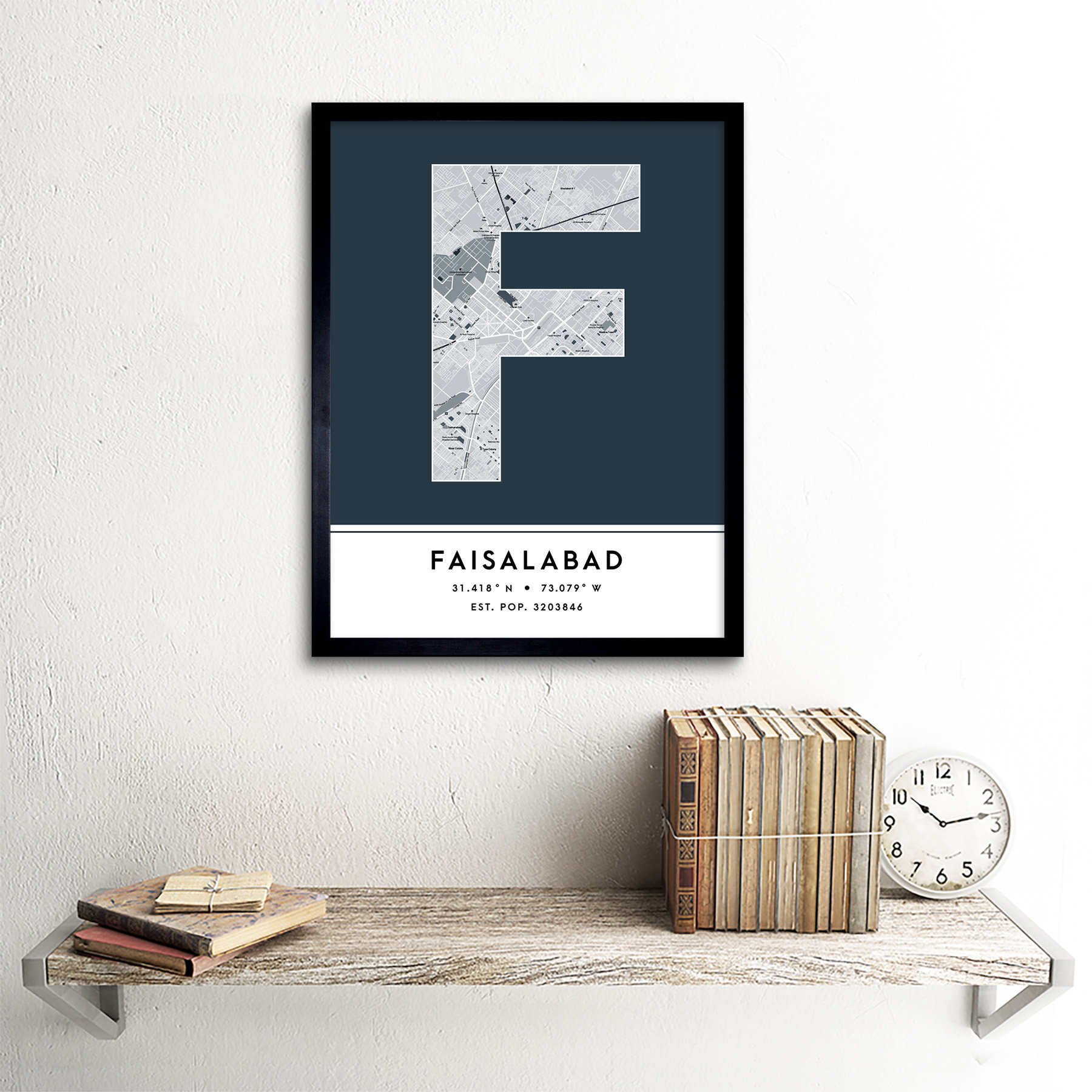 Wee Blue Coo Faisalabad City Map Faisalabad Pakistan City Map Picture Frame Wayfair.co.uk