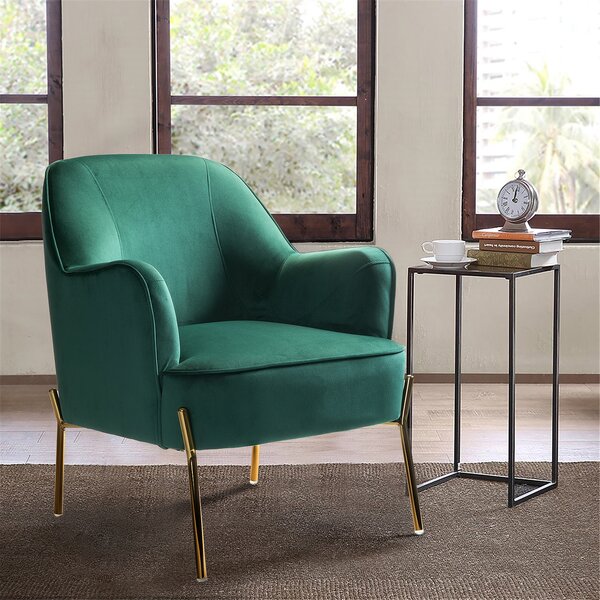 Occasional Scallop Velvet Armchair Gold Metal Legs Family Tub Accent Chairs Sofa 