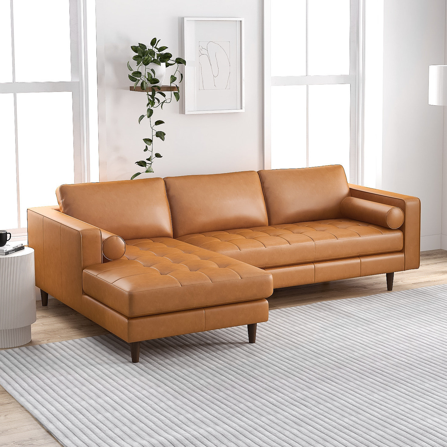 Matilda 101″ Wide Genuine Leather Sofa & Chaise