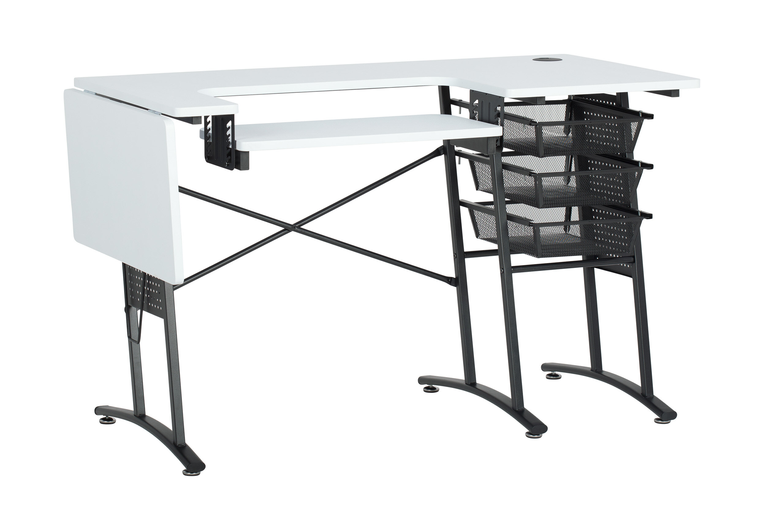 Sew Ready Charcoal White Master Sewing Machine Table Craft or Computer Desk 