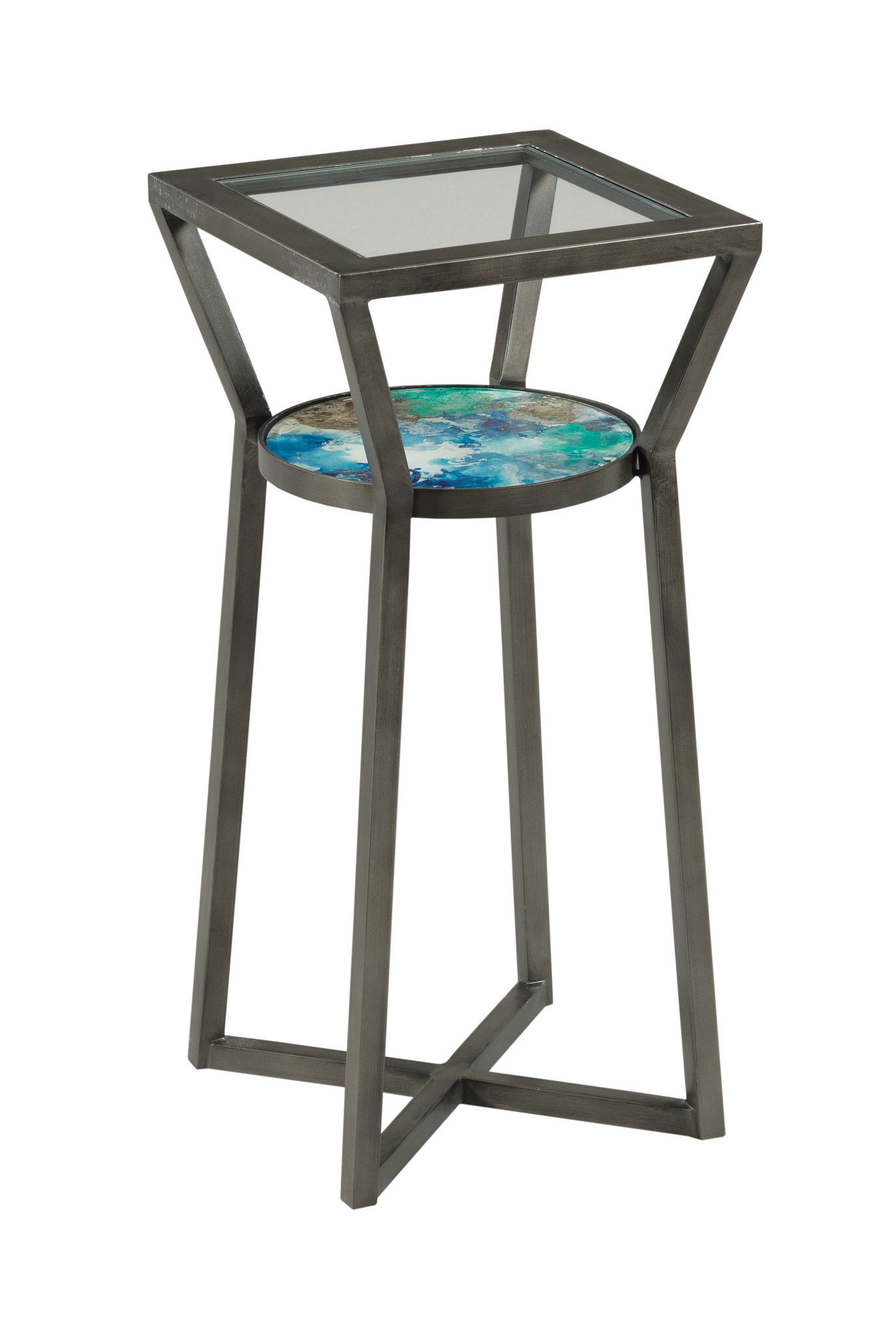 17 Stories 24.25'' Tall Glass Cross Legs End Table Wayfair