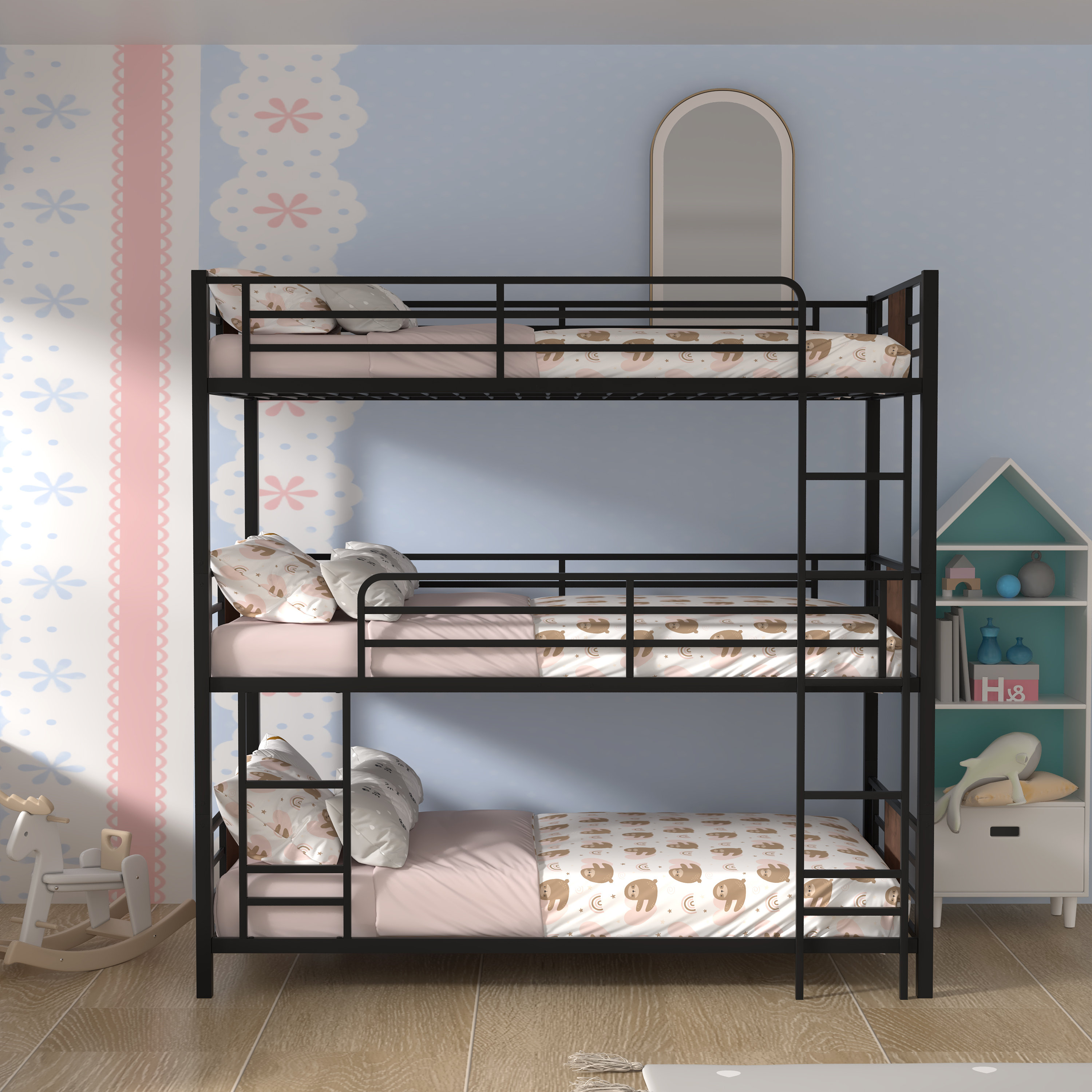 Mason & Marbles Nola Twin Over Twin Over Twin Triple / Quad Bunk Bed by