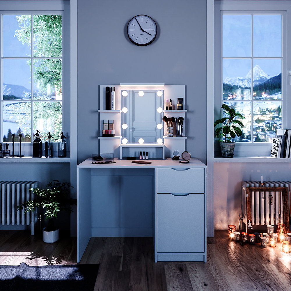 Oskar Kinderland Dressing Table with Mirror Wayfair.co.uk