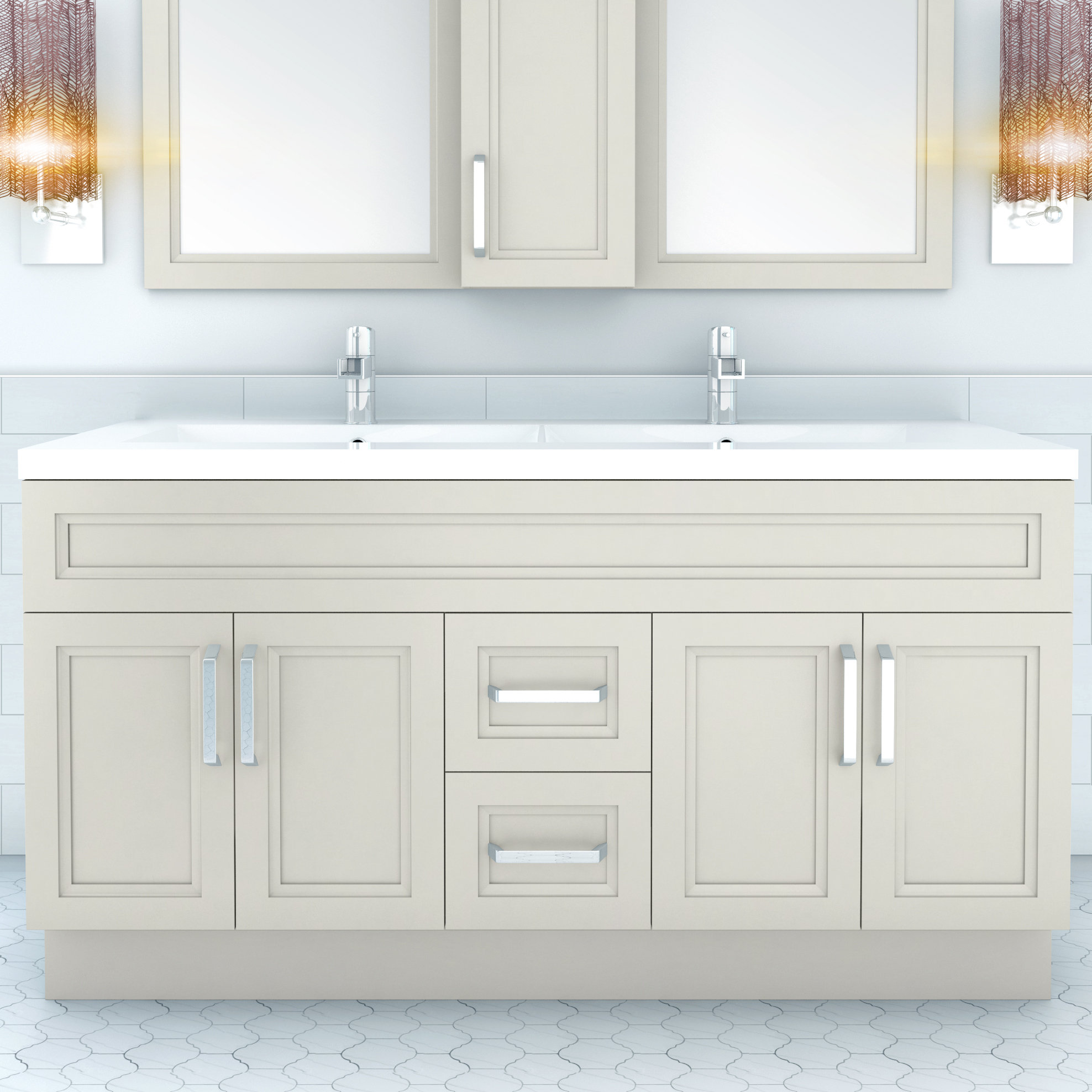 Ebern Designs Syble 60'' Double Bathroom Vanity with Plastic Vanity Top