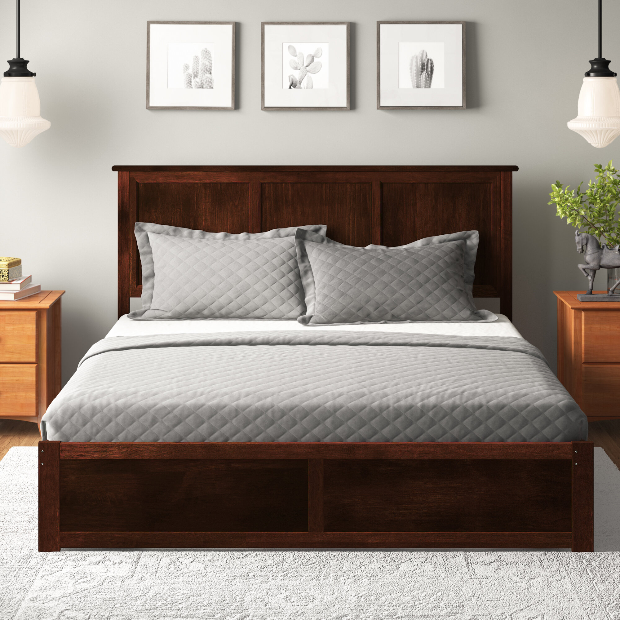 King Size Headboard Black Bed Frame Shelves Wood Bedroom Furniture Bedding Beds 