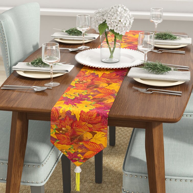 Dinner Parties Fall 14 × 70 inches Wedding Catering Events Autumn Smurfs Yingda Pumpkin Autumn Leaves Table Runner Watercolor Table Runner for Thanksgiving Day Indoor and Outdoor Parties 