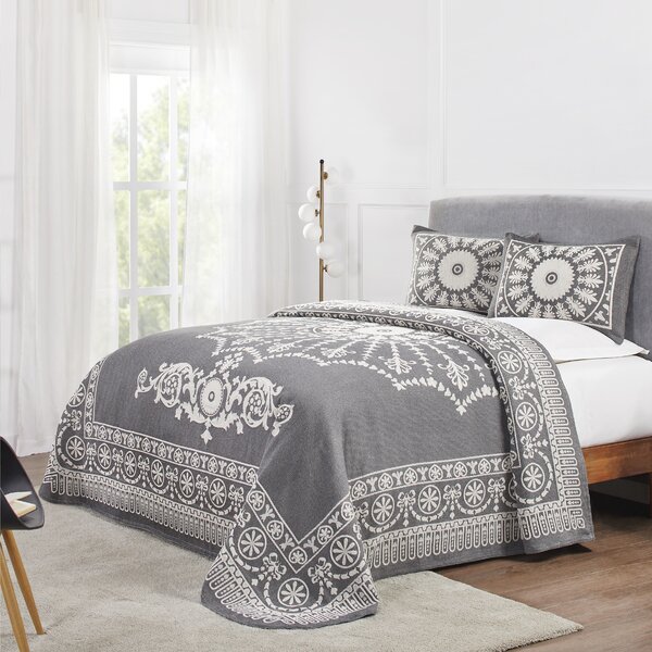 JACQUARD 7 PIECE QUILTED BEDSPREAD SETS WITH MATCHING PENCIL PLEAT CURTAINS 