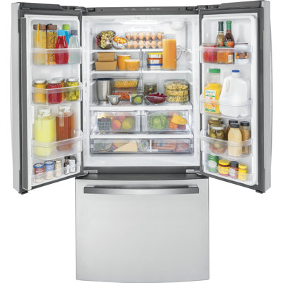 GE Smart Appliances 33"" Counter Depth French Door 18.6 cu. ft. Smart Refrigerator -  GE Appliances, GWE19JYLFS