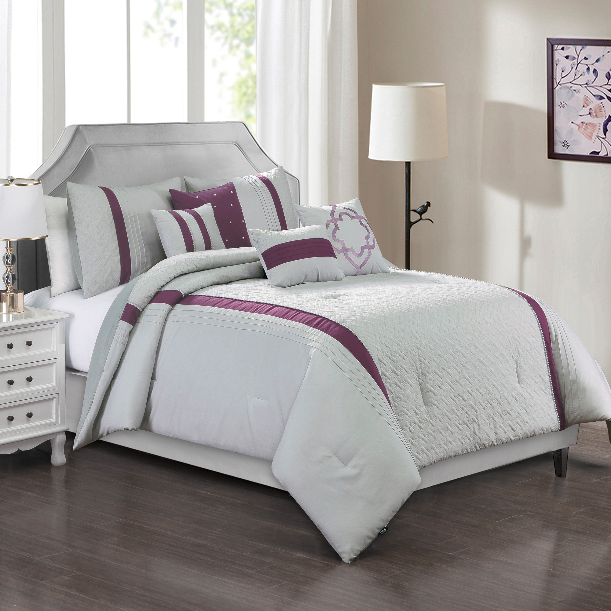 Purple Microfiber 7 Piece Comforter Set 