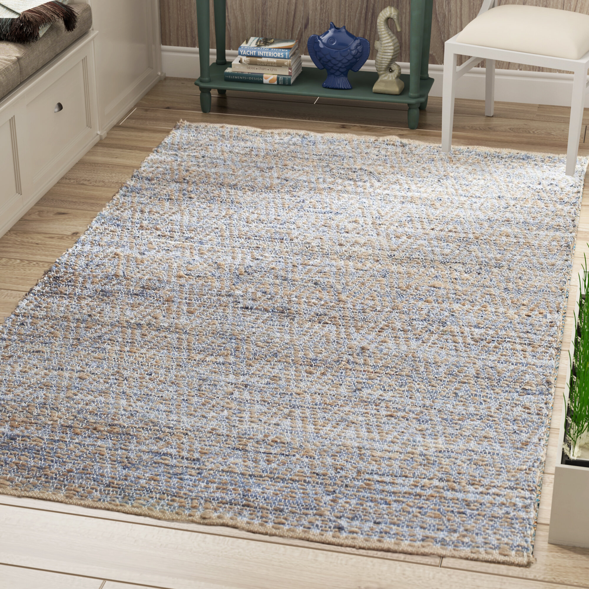100% Cotton Carpet Tie Dye Floor Runner Hallway Area Rug Non-Slip Indigo Rag Rug 