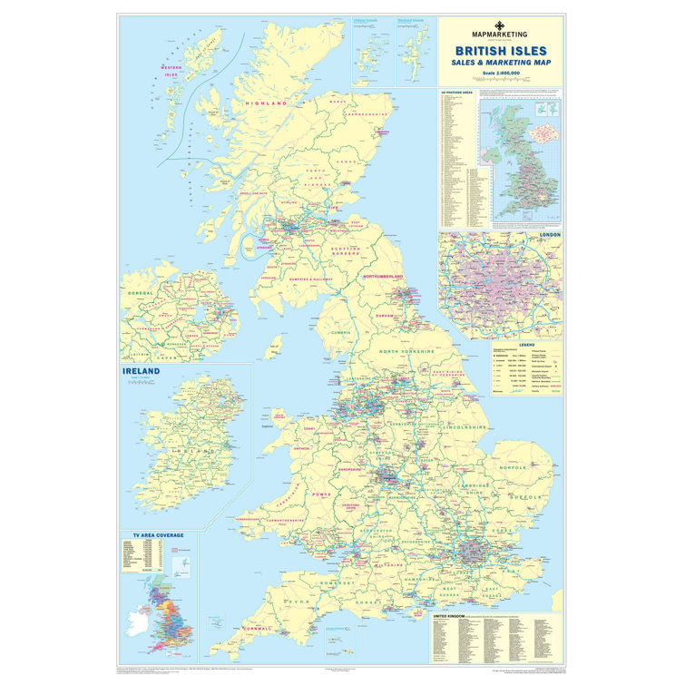 Williston Forge Giant Wall Map - Giant Wall Map Of The UK Graphic Art 