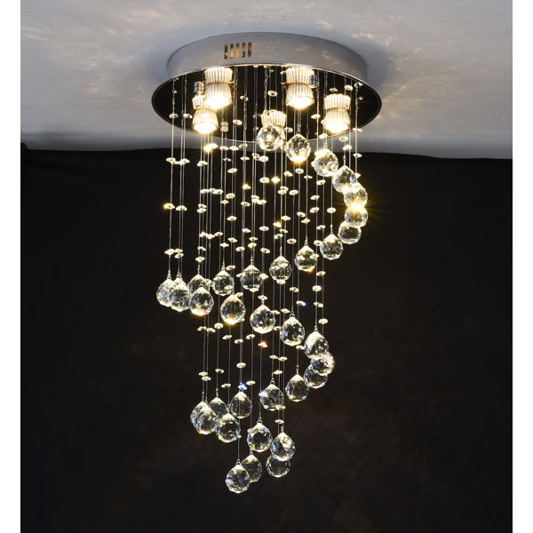 Height-47"Ceiling Light Spiral Crystal Pendant Lamp Chandeliers Lighting Fixture 
