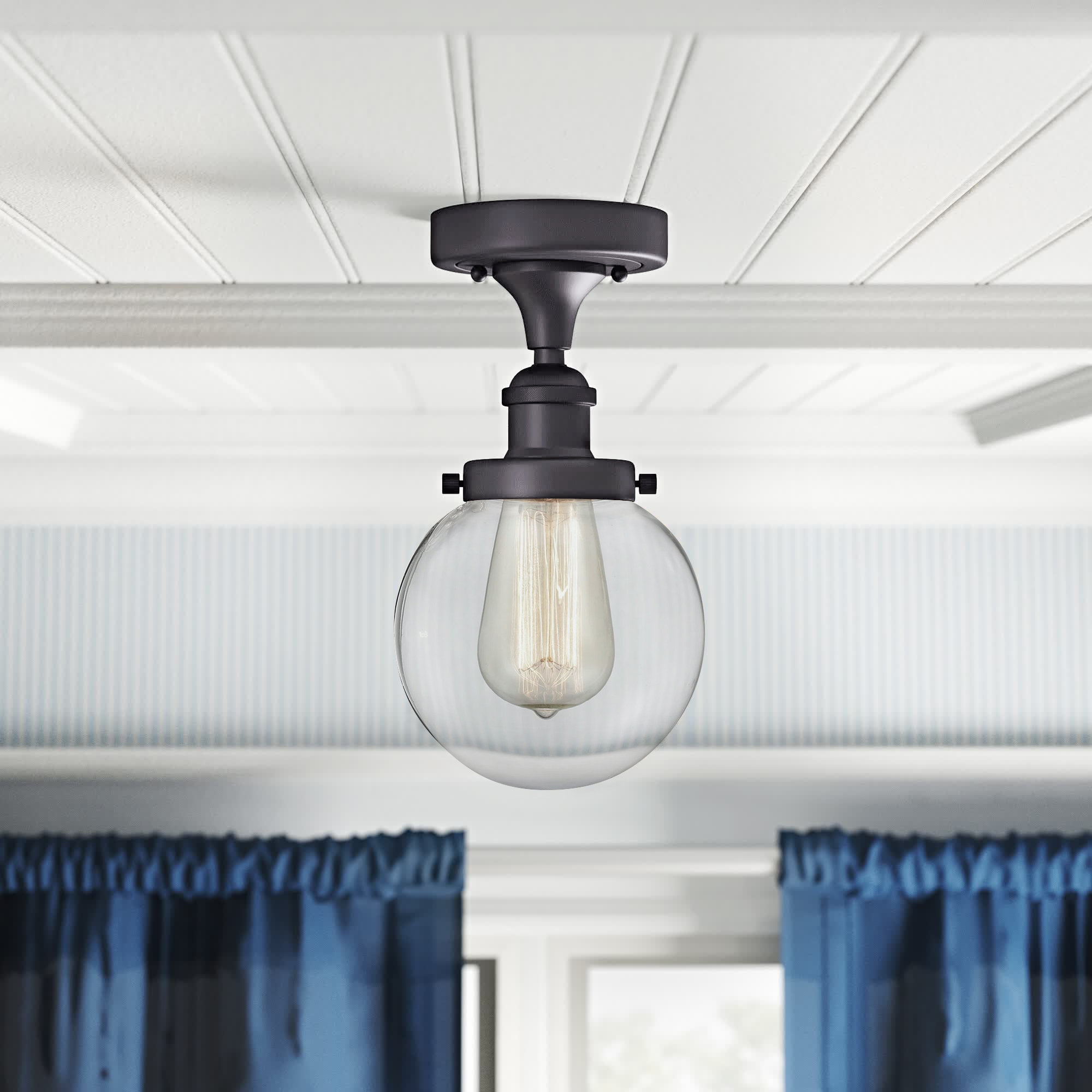 Three Posts™ Chippewa Glass Semi Flush Mount Wayfair