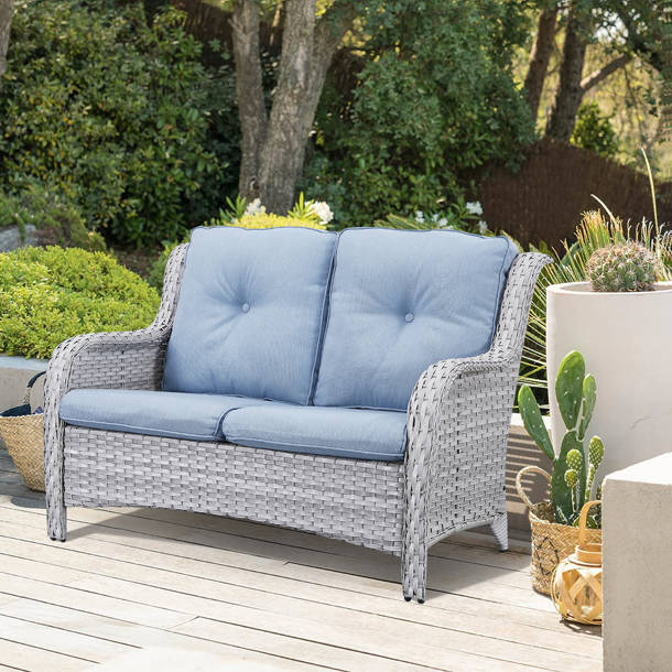 HUMMUH Carlos Brown Wicker Outdoor Lounge Chair With Beige Cushion 2 Pack Pw087 2
