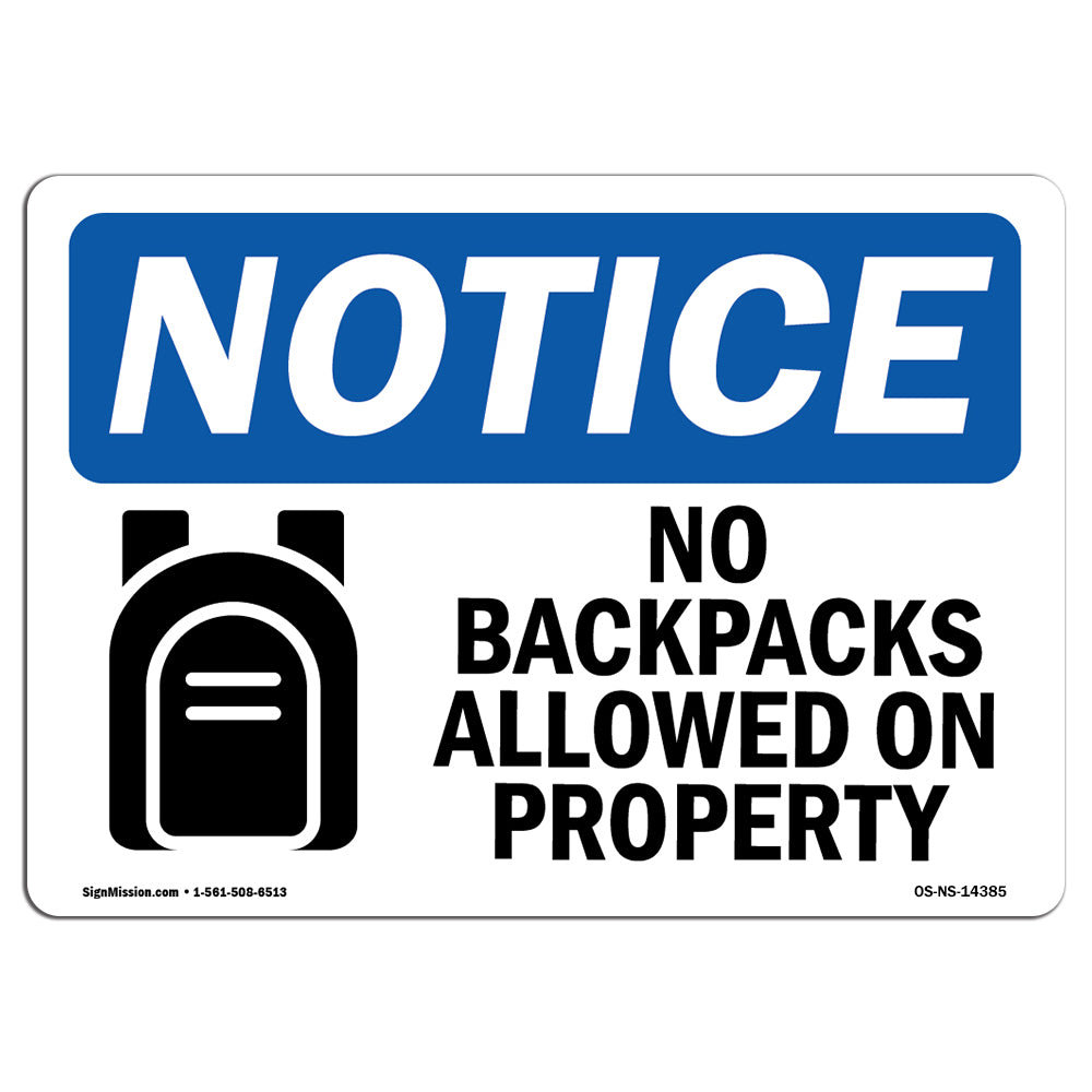SignMission No Backpacks Allowed On Property Sign with Symbol | Wayfair