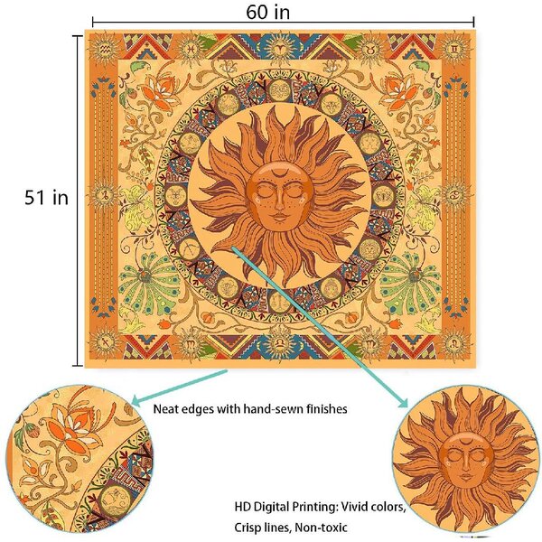 Zodiac Astrology Wall Hanging Sun-sign Tapestry Rashi Small Poster Bizarre Hippy 