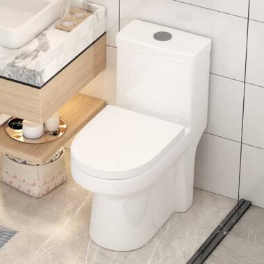 Blanco hotel Ten einde raad MOHOME Compact Toilet 1.28 Gallons Per Minute GPF Round Comfort Height  Floor Mounted One-Piece Toilet (Seat Included) & Reviews | Wayfair