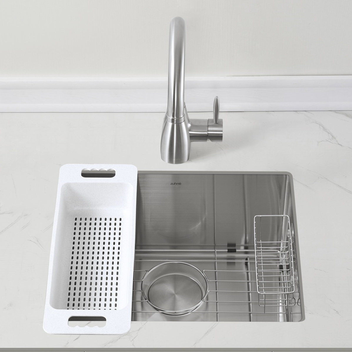 zuhnë Stainless Steel 23" L x 18" W Undermount Kitchen Sink with Basket