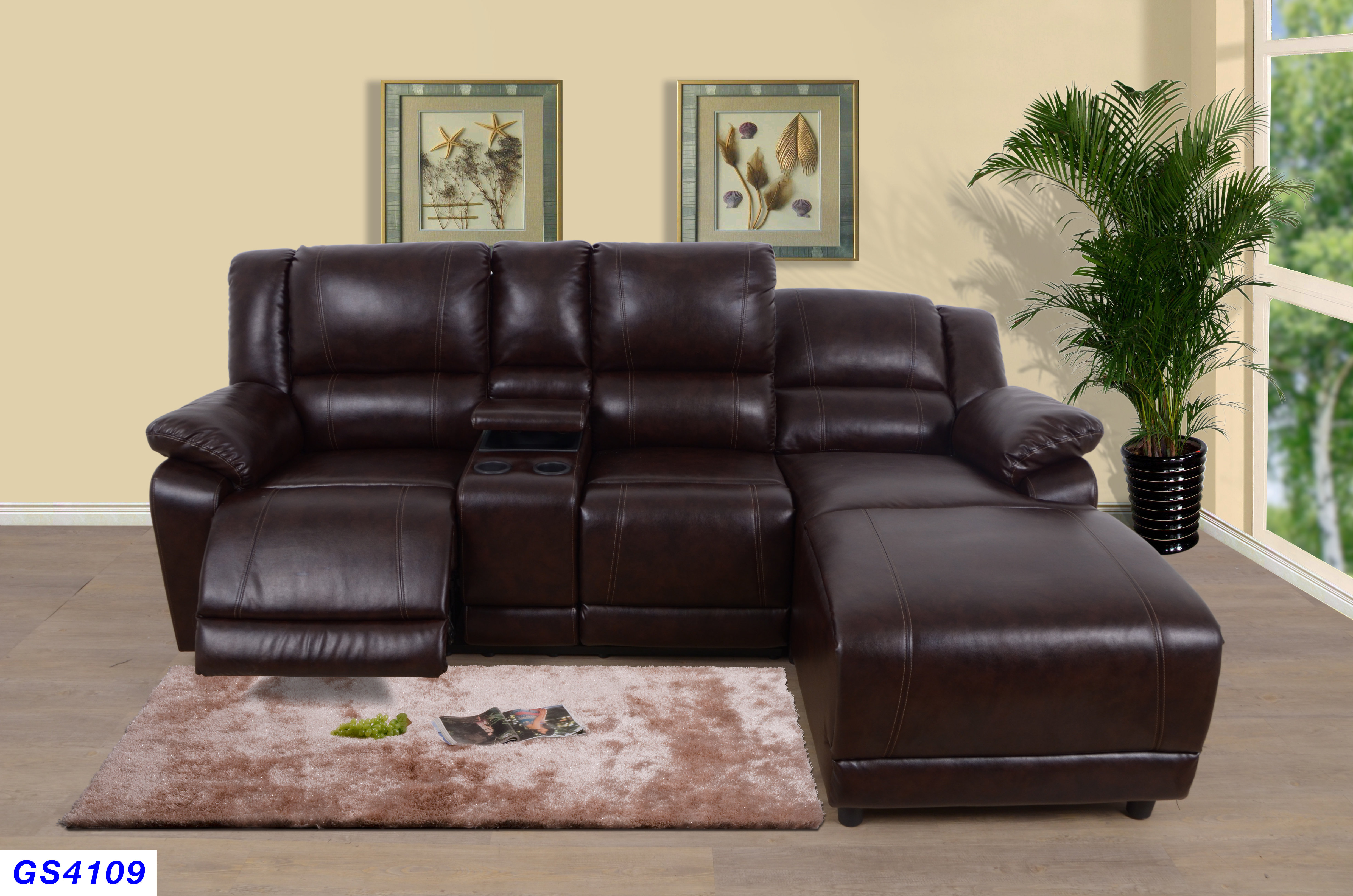 Red Barrel Studio® Bejemin Brown Color Wide Faux Leather Sofa & Chaise