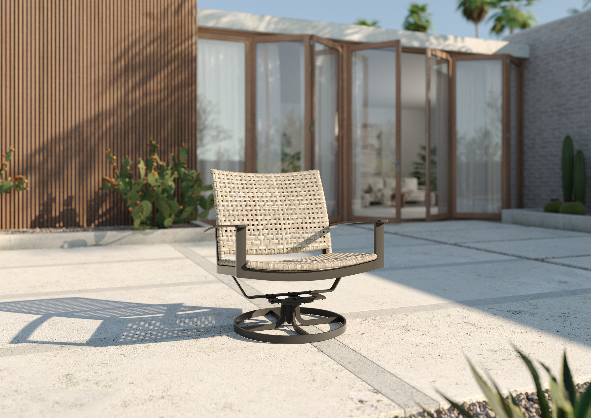 Winston Jasper Swivel Patio Chair with Cushions Wayfair