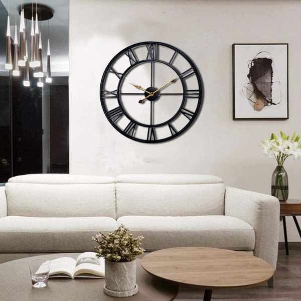 Wall Clock 24 in Oversized Rustic Weathered Barnwood in Dark Rich Brown Finish 