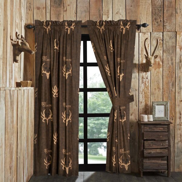 Festive Curtains Skull Scary Mask Girl Window Drapes 2 Panel Set 108x90 Inches 