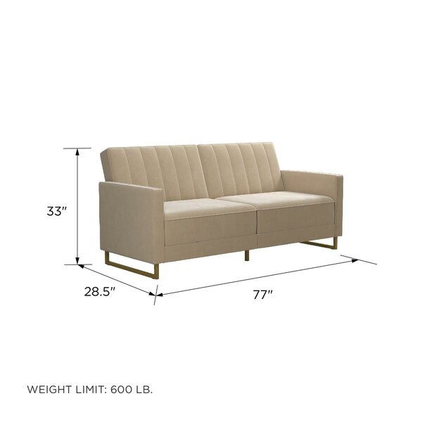 Novogratz Skylar Full 77'' Upholstered Tufted Back Convertible Sofa ...