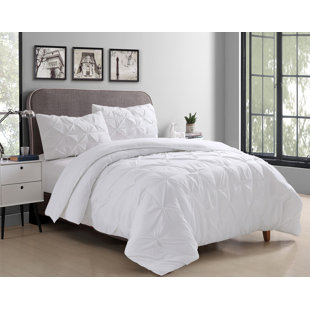 Contemporary White Oxford Pleated Comforter Set 