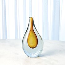 ZBXZM Handmade vases Amber vases for Living Room Glass vase for Flowers Handmade vases Color Simple Super Thick Water Drop Crystal Clear Glass vase