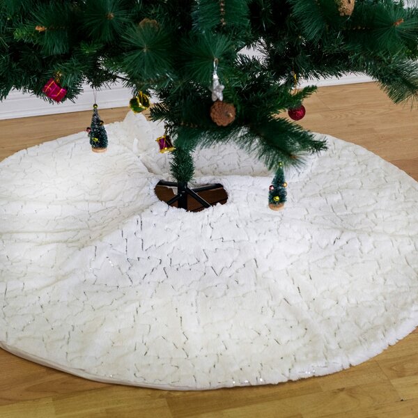 nuiOOui131 Xmas Tree Skirt Cover Carpet Round Elk Print Pattern Christmas Ornaments Home Decor 