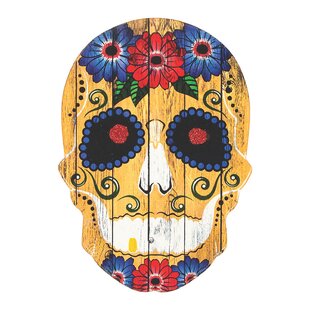*Colors & Floral patterns will vary* 3 Mexican Talavera Day of the Dead Sugar Skull for Indoors or Outdoors Home and Garden Decor 