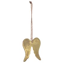 Hanging Wooden Distressed Angel with Wings Christmas Ornament 4-3/4-Inch 