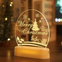 Merry Christmas Papercut Wall Swivel Plug-in Bubble Night Light 