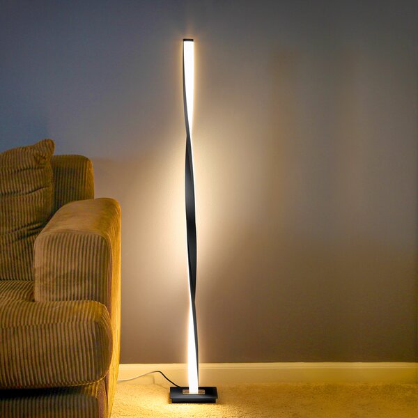 Minimalist Corner Colour Floor Lamp LED Twisted Helix Design Curved White 
