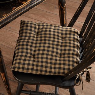 Blue tartan checked cushions Square seat pad Christmas chair pads with ties Dining chair cushions custom set Cotton plaid chair pads