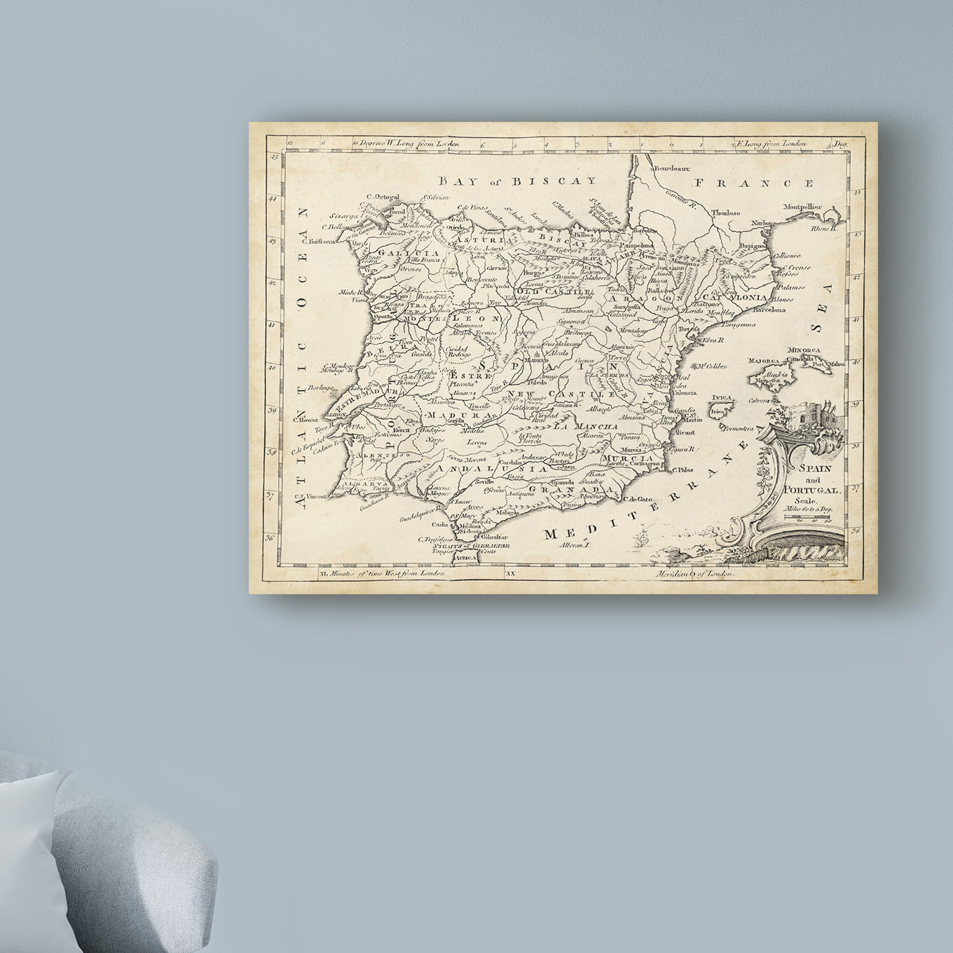 Breakwater Bay Map Of Spain On Canvas by T. Jeffreys Graphic Art Wayfair