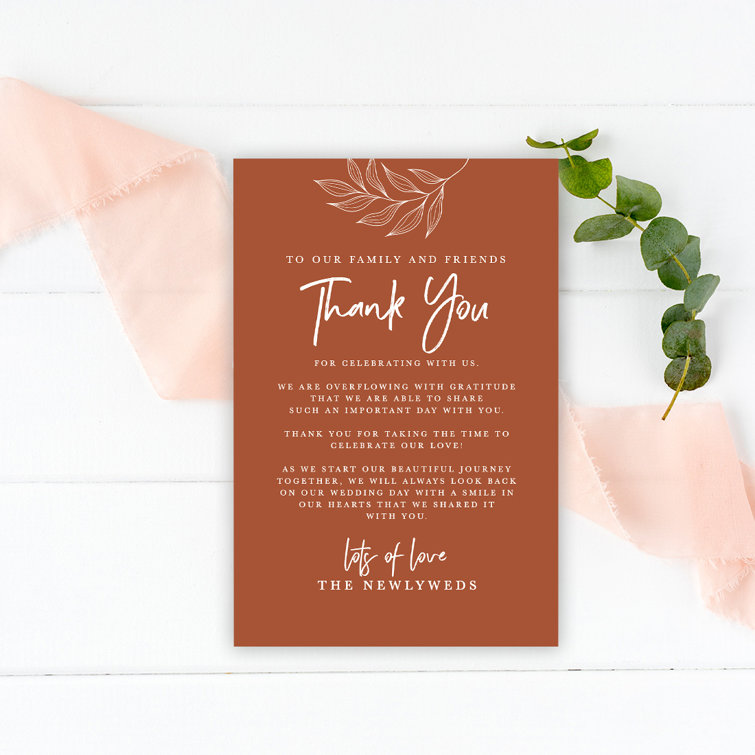 Koyal Wholesale Terracotta Wedding Thank You Place Setting Cards For Table Reception Dinner Plates Family Friends 56 Pack Wayfair