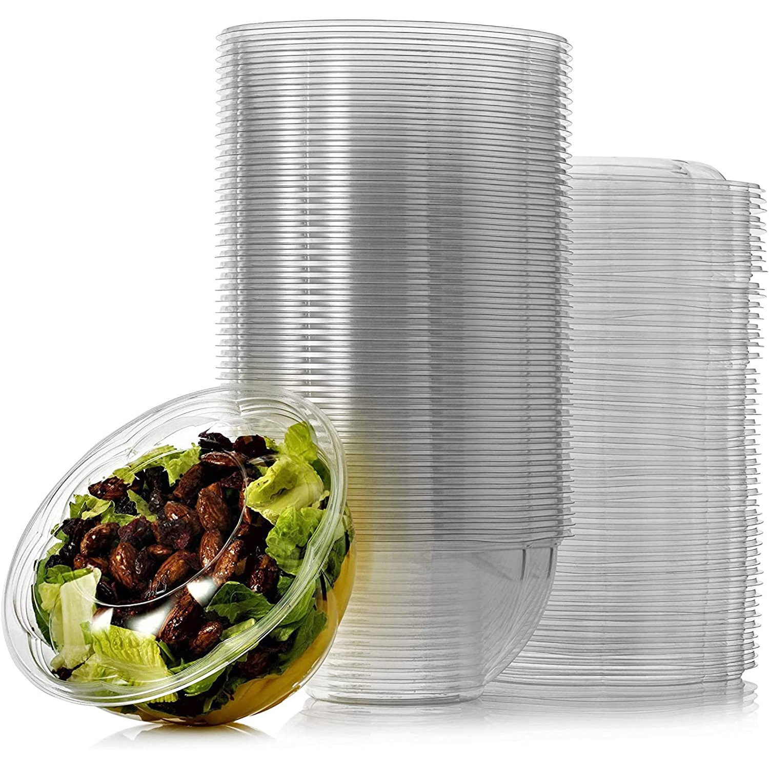 Prep & Savour 32 oz Brianca Plastic Disposable Salad Bowls with
