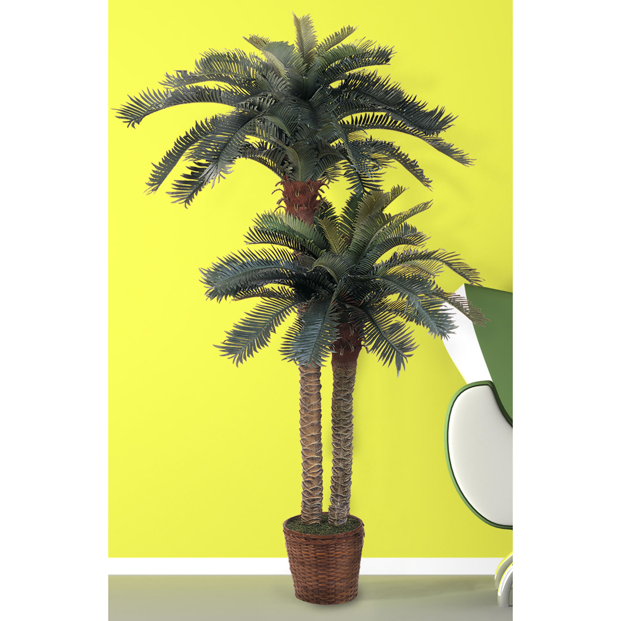 Bayou Breeze 72'' Faux Palm Tree in Wood Basket & Reviews Wayfair
