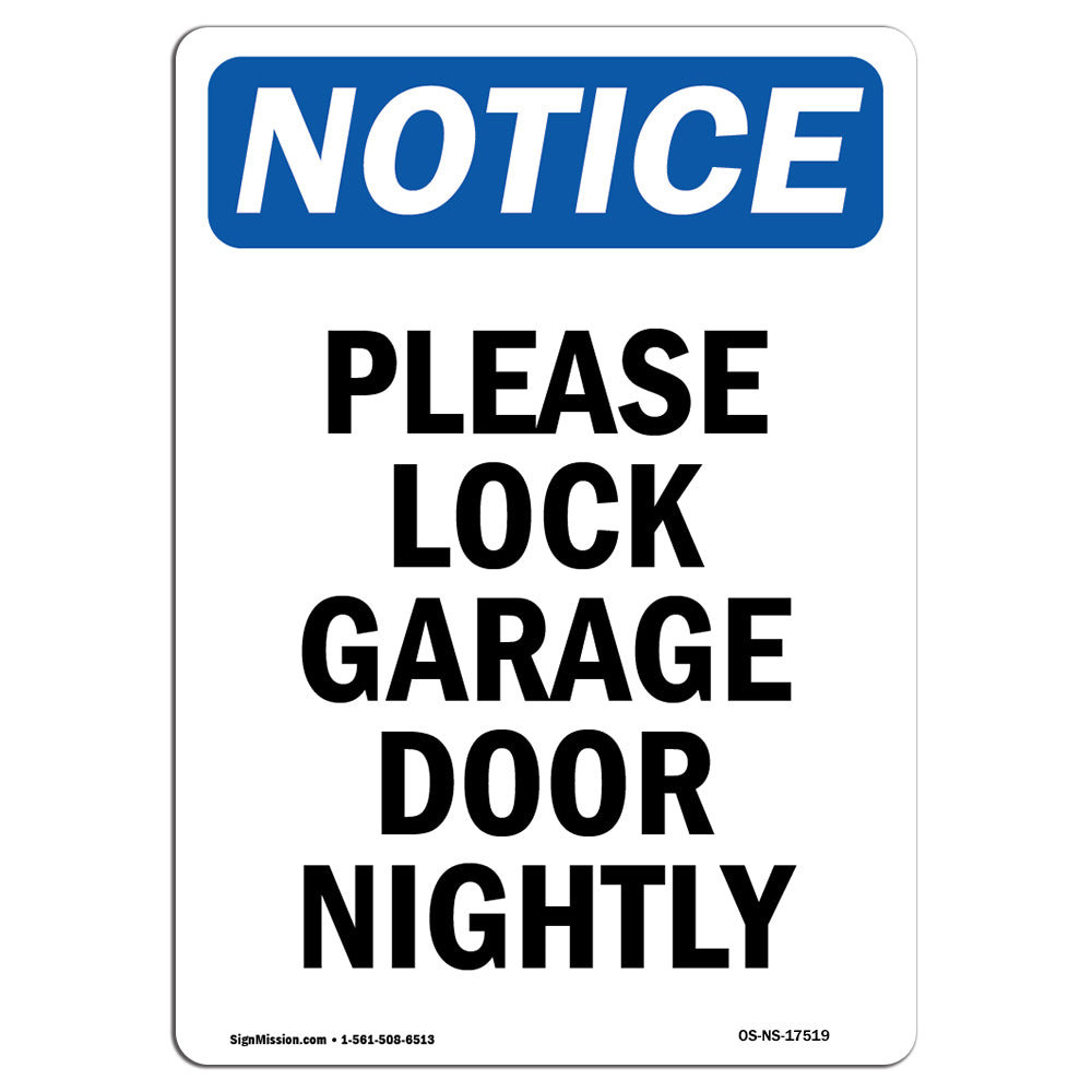 SignMission Please Lock Garage Door Nightly Sign Wayfair