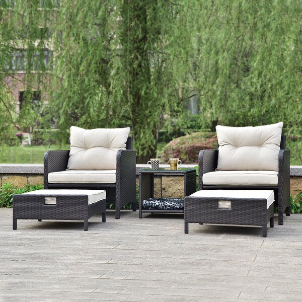 4 PC Patio Rattan Wicker Chair Sofa Table Set Outdoor Garden Furniture Cushioned 