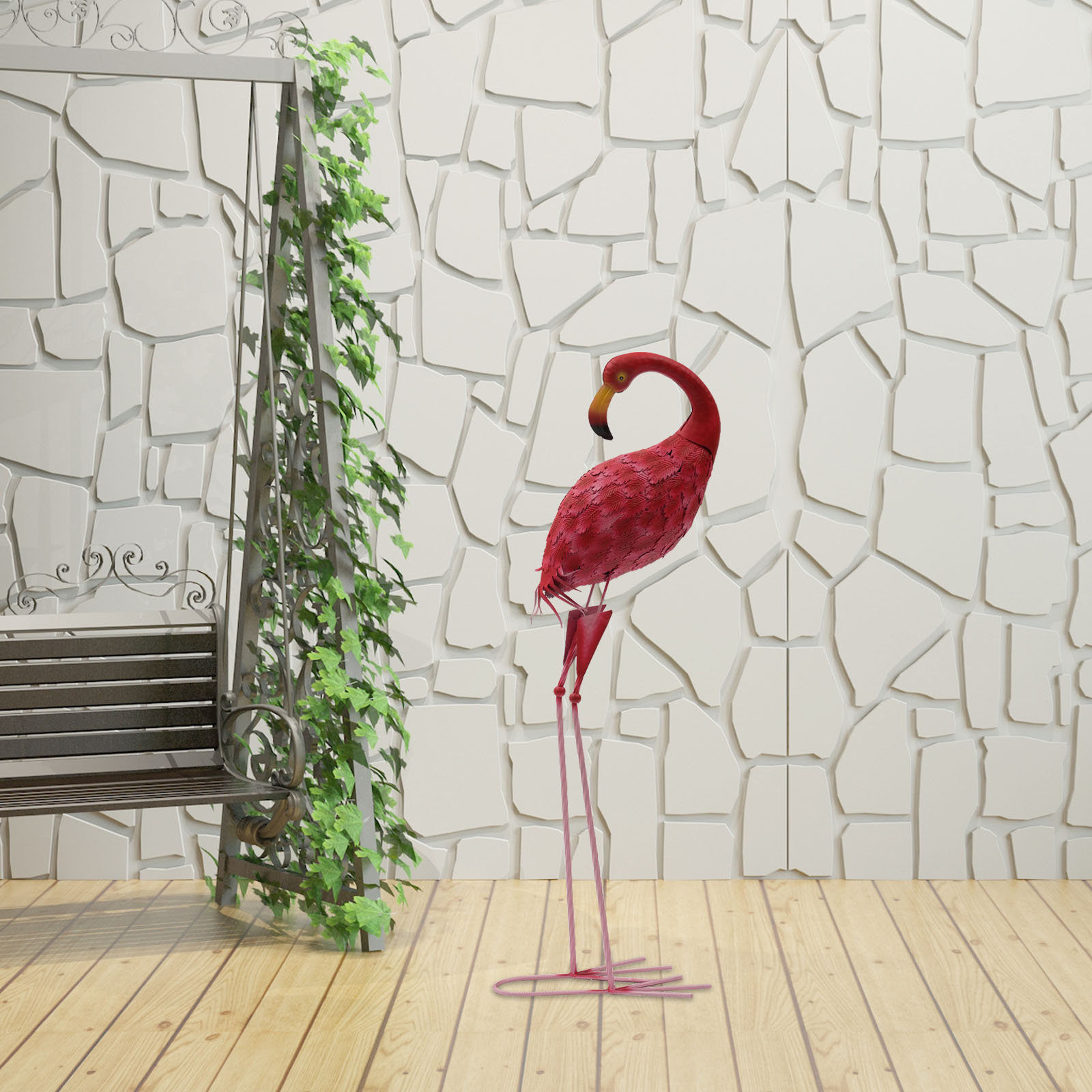 Bay Isle Home Pink Flamingos Garden Sculptures & Statues, Bird Metal